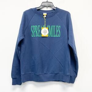 The Cuddle Collab Women's Crewneck SPREAD SMILES Sweatshirt Blue Size Small